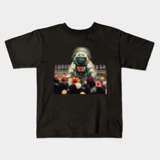 astronaut in flower garden Kids T-Shirt